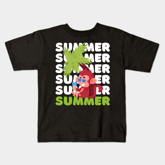 Hello summer Beach summertime Adventure travel lover palm tree sun Kids T-Shirt by BoogieCreates